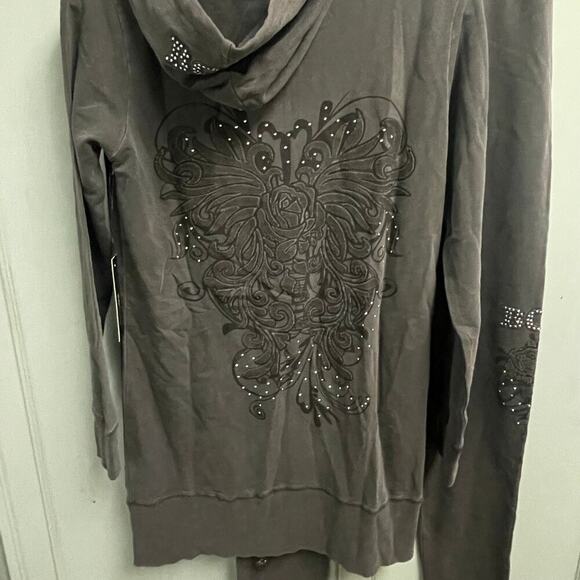 BCBG Bling Tracksuit Y2K Size Medium Black Grunge Jacket Pants Affliction Style - Picture 4 of 9